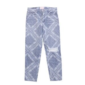 Revice Denim La La Land Crops Ankle Bandana Blue Ripped Knee Jeans Women Size 32